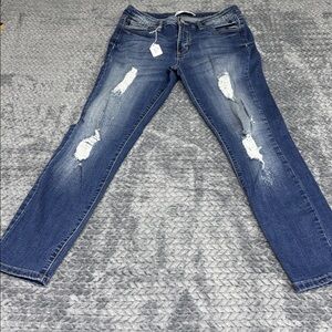 Kancan Distressed Dark Blue Women's Slim Jeans